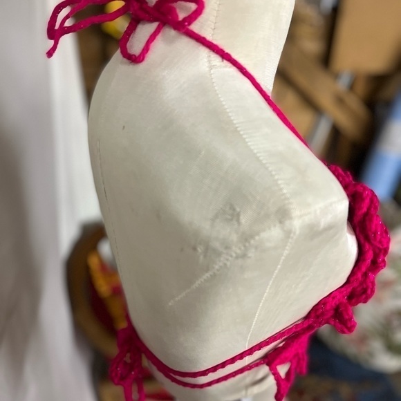 HOT PINK CROCHETED FESTIVAL OR SWIM TOP - Picture 8 of 8